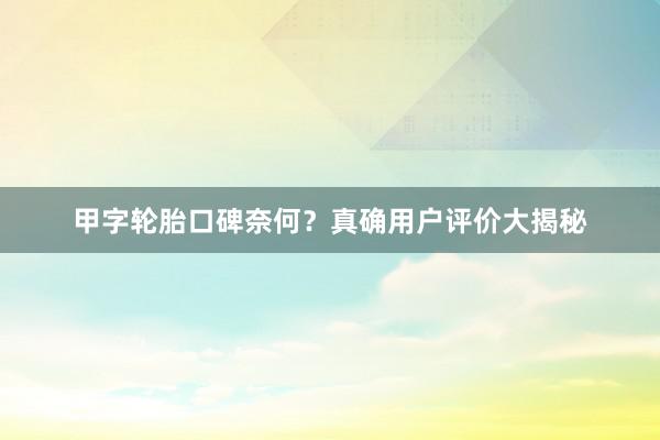 甲字轮胎口碑奈何？真确用户评价大揭秘